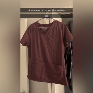 Ariat Maroon Short Sleeve Scrub Top